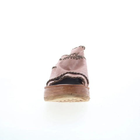 A.S. 98 Nelson Womens Pink Leather Slip On Wedges Sandals Shoes