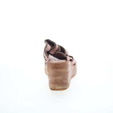 A.S. 98 Nelson Womens Pink Leather Slip On Wedges Sandals Shoes