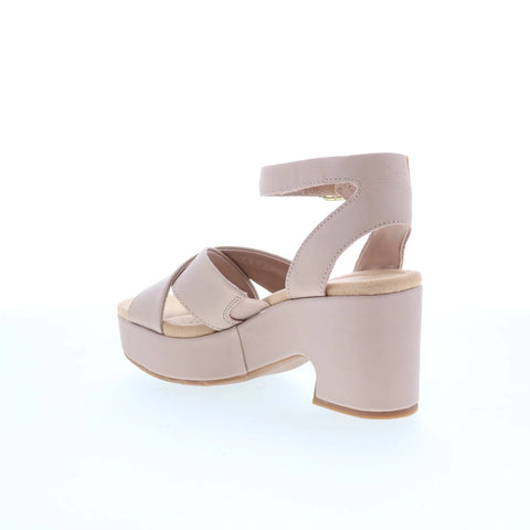 Clarks Nerisa Pearl 26181931 Womens Beige Wide Leather Strap Heels Shoes
