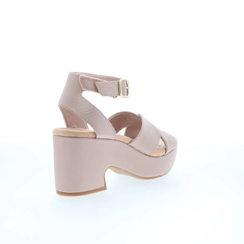 Clarks Nerisa Pearl 26181931 Womens Beige Wide Leather Strap Heels Shoes