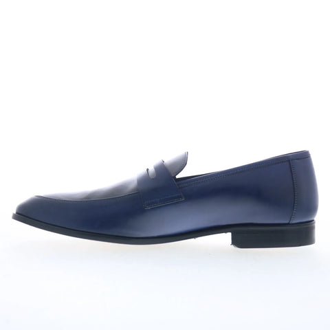 Mezlan Newport 26775 Mens Blue Leather Loafers & Slip Ons Penny Shoes