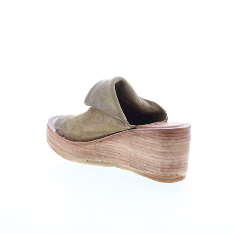 A.S. 98 Niels Womens Gray Leather Slip On Wedges Sandals Shoes