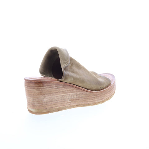 A.S. 98 Niels Womens Gray Leather Slip On Wedges Sandals Shoes