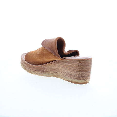 A.S. 98 Niels Womens Brown Leather Slip On Wedges Sandals Shoes