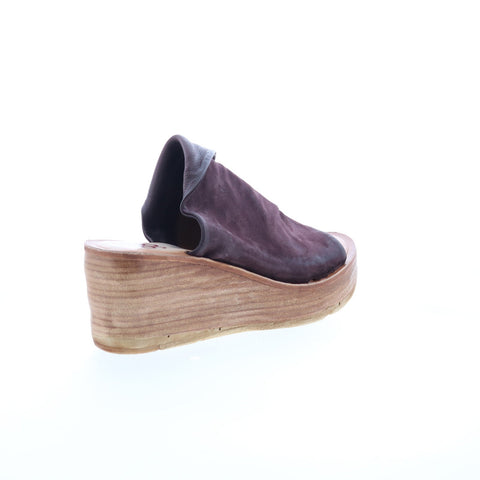 A.S. 98 Niels Womens Burgundy Leather Slip On Wedges Sandals Shoes