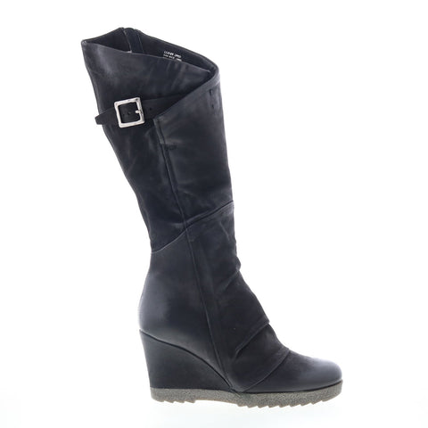 Miz Mooz Nifty Womens Black Leather Zipper Knee High Boots