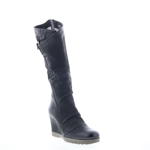 Miz Mooz Nifty M52309-102-6002 Womens Black Leather Zipper Knee High Boots