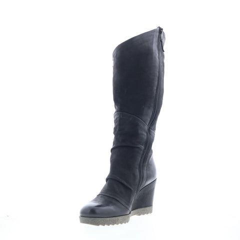 Miz Mooz Nifty M52309-102-6002 Womens Black Leather Zipper Knee High Boots