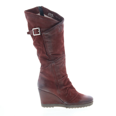 Miz Mooz Nifty Womens Burgundy Leather Zipper Knee High Boots