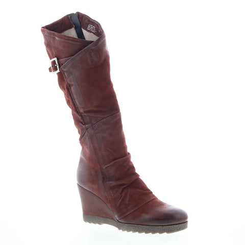 Miz Mooz Nifty Womens Burgundy Leather Zipper Knee High Boots