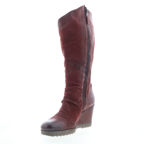 Miz Mooz Nifty Womens Burgundy Leather Zipper Knee High Boots