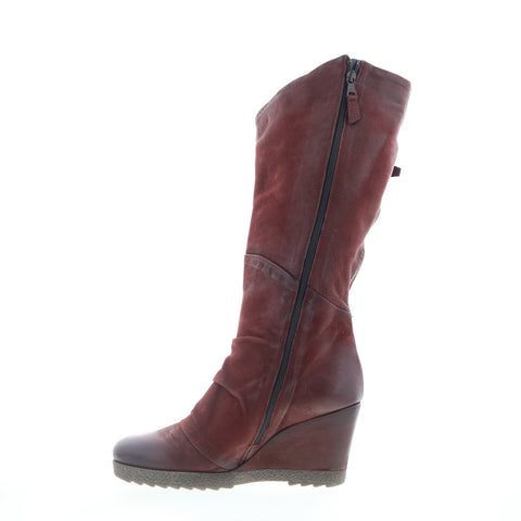 Miz Mooz Nifty Womens Burgundy Leather Zipper Knee High Boots