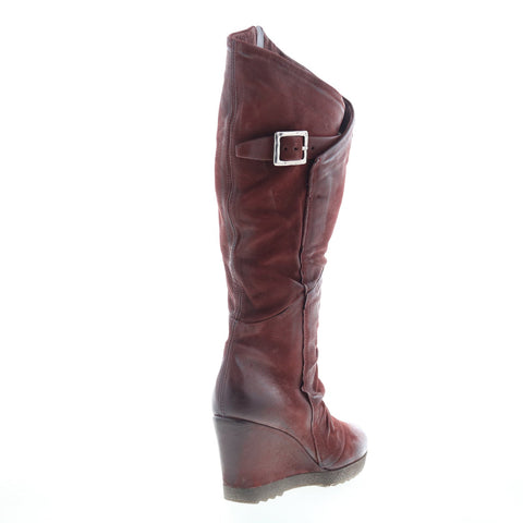 Miz Mooz Nifty Womens Burgundy Leather Zipper Knee High Boots