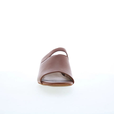 Trotters Ninette T2518-215 Womens Brown Leather Slip On Heeled Sandals Shoes