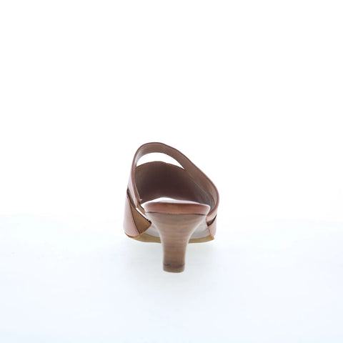 Trotters Ninette T2518-215 Womens Brown Leather Slip On Heeled Sandals Shoes