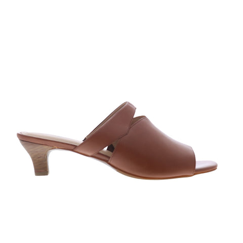 Trotters Ninette T2518-215 Womens Brown Leather Slip On Heeled Sandals Shoes