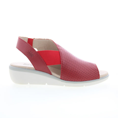 Fly London Nisi NISI066FLY-003 Womens Red Leather Strap Sandals Shoes