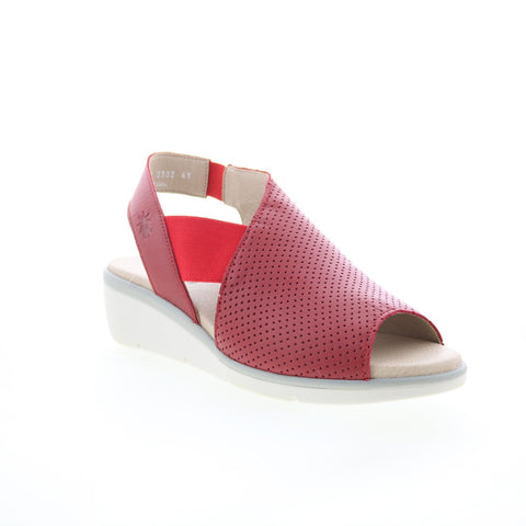 Fly London Nisi NISI066FLY-003 Womens Red Leather Strap Sandals Shoes