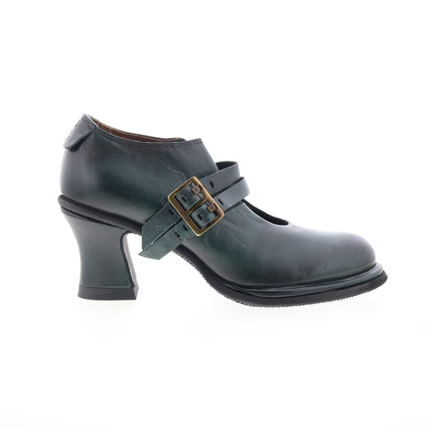 A.S. 98 Nita Womens Black Leather Hook & Loop Pumps Heels Shoes