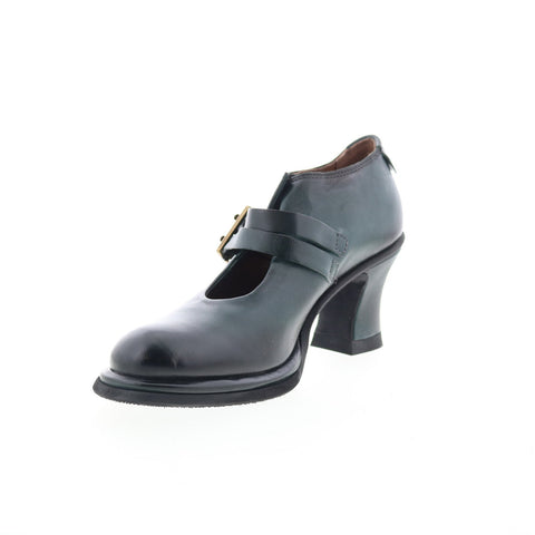 A.S. 98 Nita Womens Black Leather Hook & Loop Pumps Heels Shoes