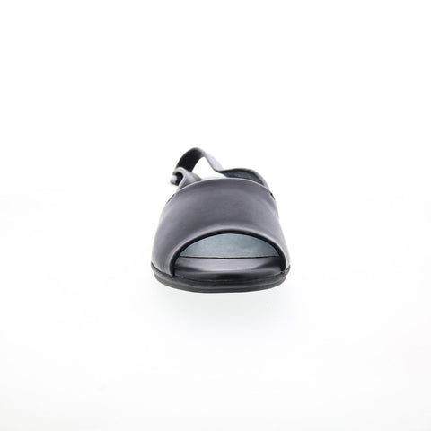 David Tate Norma Womens Black Leather Hook & Loop Slingback Sandals Shoes