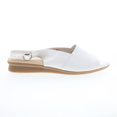 David Tate Norma Womens White Wide Leather Slingback Sandals Shoes