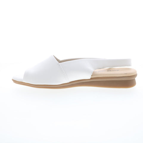 David Tate Norma Womens White Narrow Leather Slingback Sandals Shoes