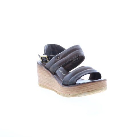 A.S. 98 Norward Womens Brown Leather Hook & Loop Wedges Sandals Shoes