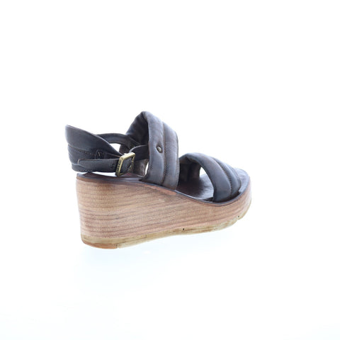 A.S. 98 Norward Womens Brown Leather Hook & Loop Wedges Sandals Shoes