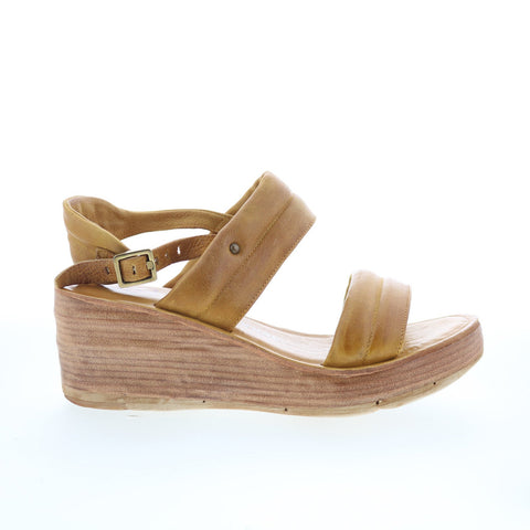 A.S. 98 Norward Womens Brown Leather Hook & Loop Wedges Sandals Shoes