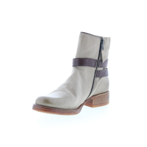 Miz Mooz Novo Womens Gray Leather Zipper Casual Dress Boots