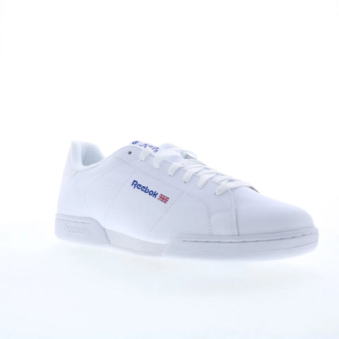 Reebok NPC II Mens White Leather Lace Up Lifestyle Sneakers Shoes