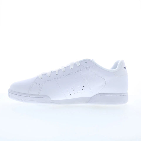 Reebok NPC II Mens White Leather Lace Up Lifestyle Sneakers Shoes