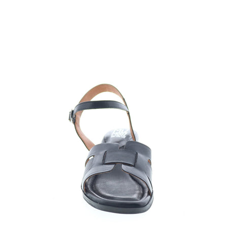 Miz Mooz Oakley Womens Black Leather Hook & Loop Heeled Sandals