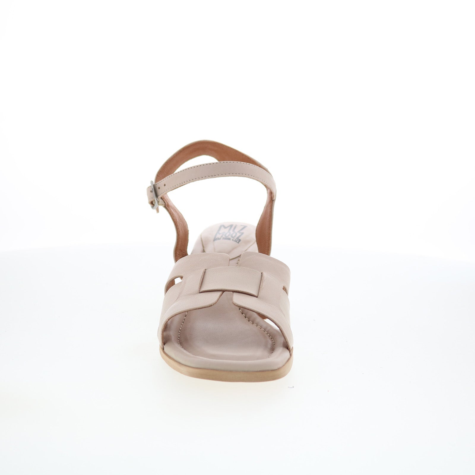 Miz Mooz Oakley Womens Beige Leather Hook & Loop Heeled Sandals