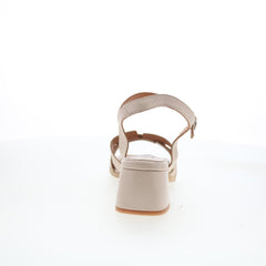 Miz Mooz Oakley Womens Beige Leather Hook & Loop Heeled Sandals