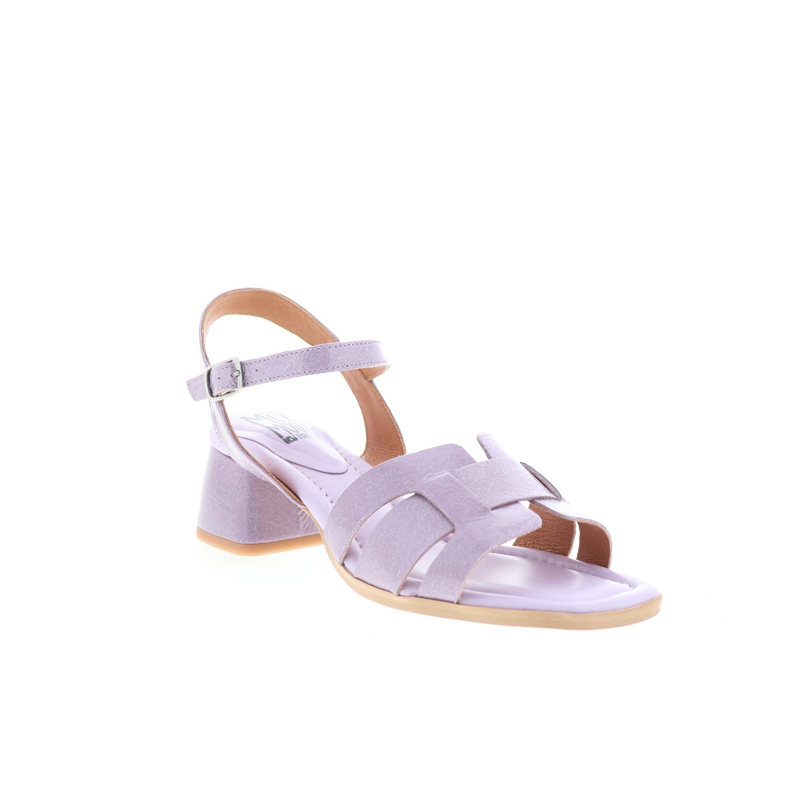 Miz Mooz Oakley Womens Purple Leather Hook & Loop Heeled Sandals