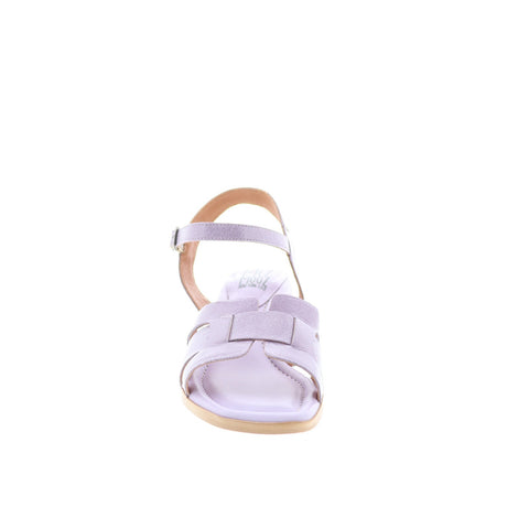 Miz Mooz Oakley Womens Purple Leather Hook & Loop Heeled Sandals Shoes
