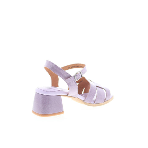 Miz Mooz Oakley Womens Purple Leather Hook & Loop Heeled Sandals Shoes