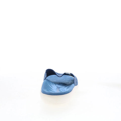 Spenco Odessa Fauna SP1245DBL Womens Blue Wide Canvas Slides Sandals Shoes