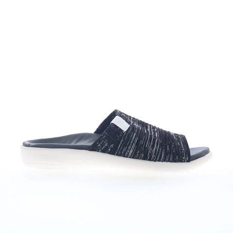 Spenco Odessa Fauna SP1245BLK Womens Black Wide Canvas Slides Sandals Shoes