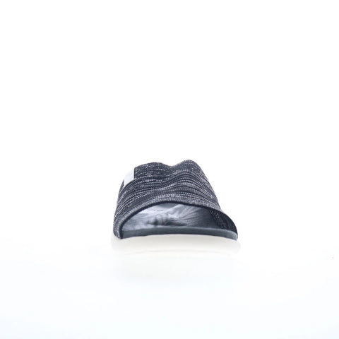 Spenco Odessa Fauna SP1245BLK Womens Black Wide Canvas Slides Sandals Shoes