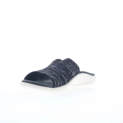 Spenco Odessa Fauna SP1245BLK Womens Black Wide Canvas Slides Sandals Shoes