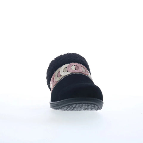 Spenco Ojai Cozy Clog SP1103BLK Womens Black Nubuck Clog Flats Shoes