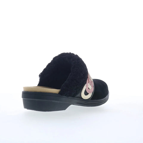 Spenco Ojai Cozy Clog SP1103BLK Womens Black Nubuck Clog Flats Shoes