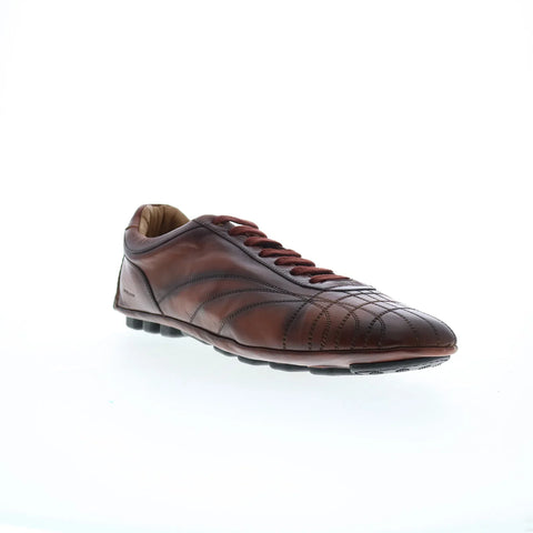 Di Bianco Olimpico Calfskin Mens Brown Leather Lifestyle Sneakers Shoes