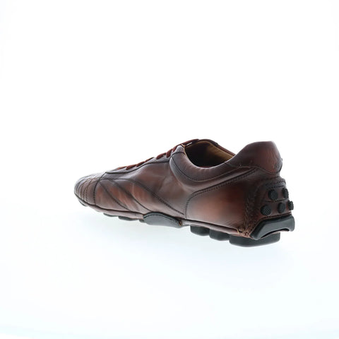 Di Bianco Olimpico Calfskin Mens Brown Leather Lifestyle Sneakers Shoes