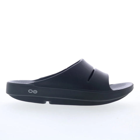 Oofos Ooahh 1100 Mens Black Synthetic Slip On Slides Sandals Shoes