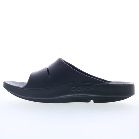 Oofos Ooahh 1100 Mens Black Synthetic Slip On Slides Sandals Shoes