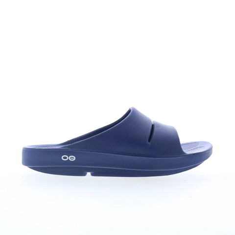 Oofos Ooahh 1100 Mens Blue Synthetic Slip On Slides Sandals Shoes